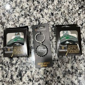 GUINNESS (2) wall mounted bottle openers & bottle opener keyring